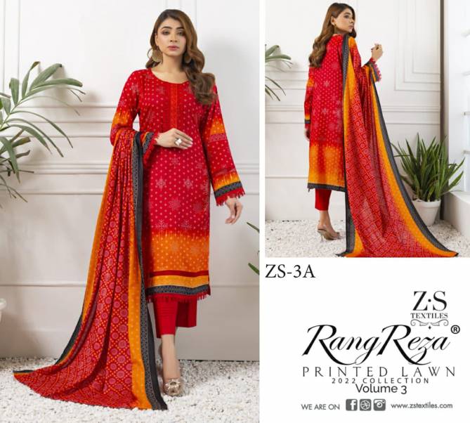 Rang Reza Printed Lawn 3 Cotton Karachi Casual Daily Wear Dress Material Collection